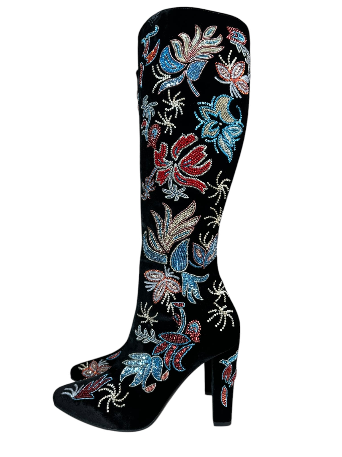 Saint Laurent Paris stivali ricamati con paillettes e perline nere — foto 7