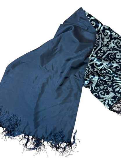 Sciarpa Gianni Versace Vintage in seta e cupro – Baroque Nero/Oro – Frange