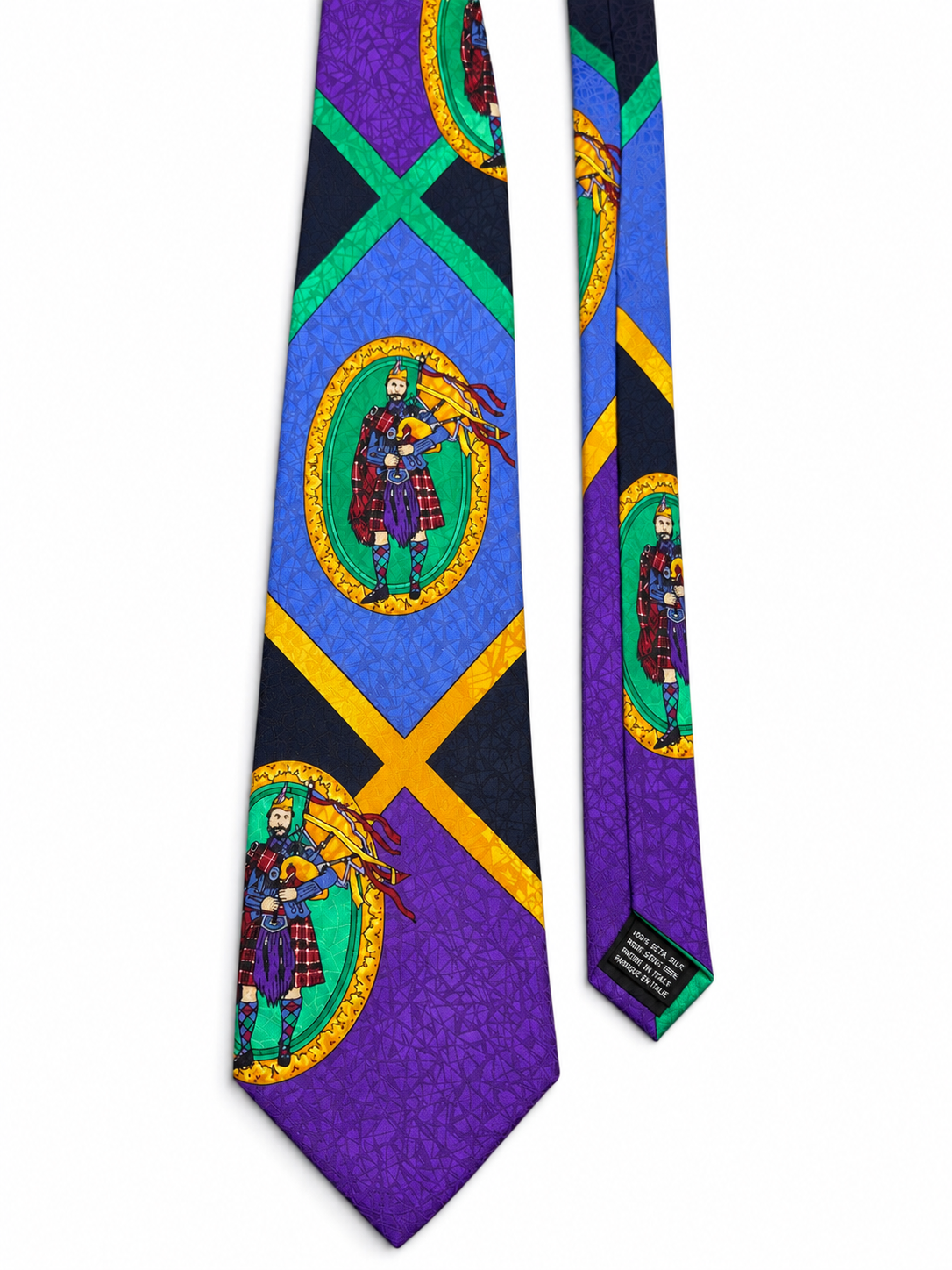 Cravatta Gianni Versace in seta stampa scozzese multicolor Made in Italy