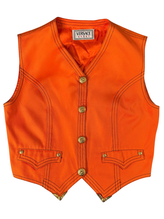 Gilet Versace Sport vintage in cotone bottoni gioiello - taglia 44