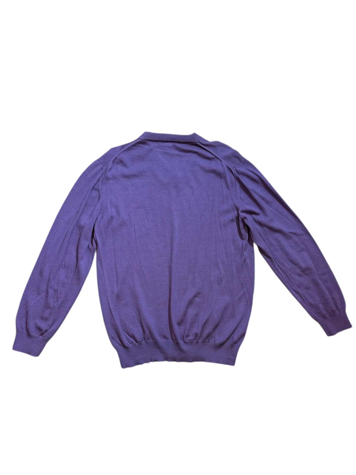 Maglione Aquascutum viola scollo a V taglia XL logo ricamato