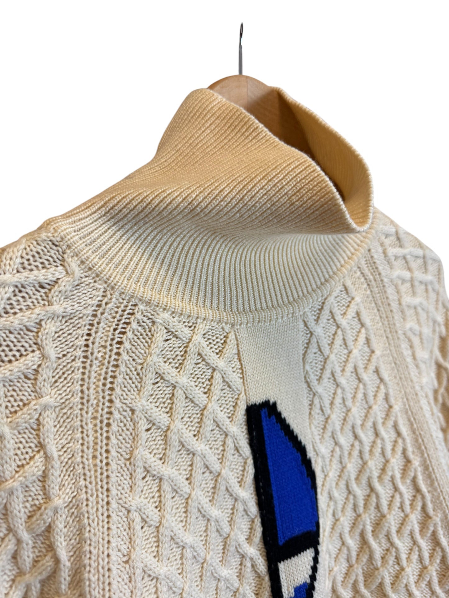 Maglione Gianni Versace Vintage in Lana, Lavorazione Intrecciata, Collo Alto (XL)