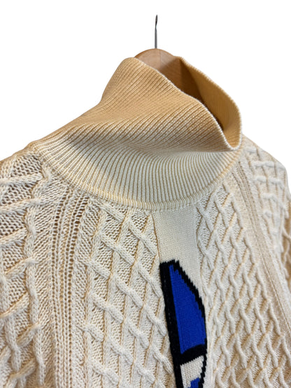 Maglione Gianni Versace Vintage in Lana, Lavorazione Intrecciata, Collo Alto (XL)