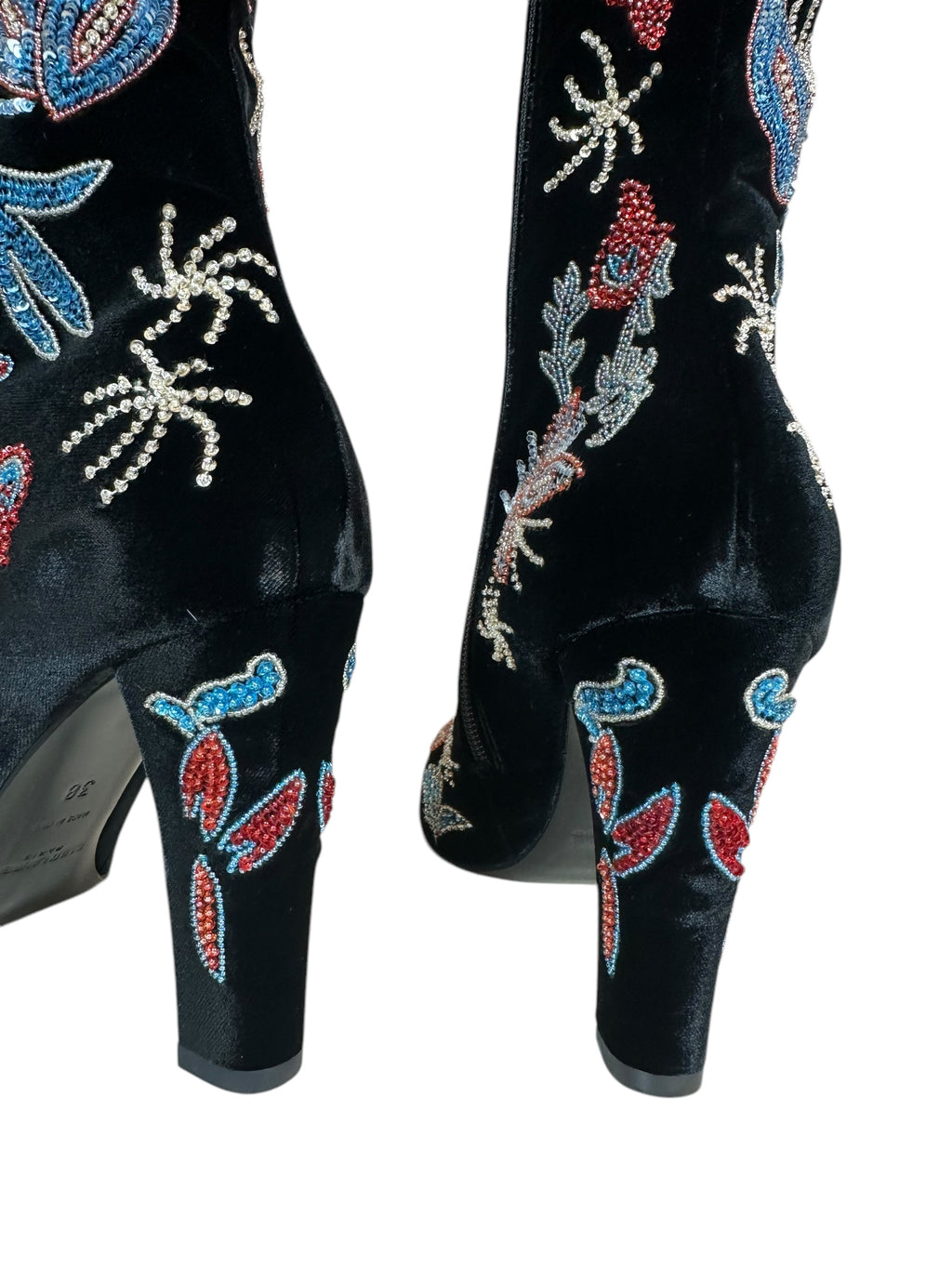 Saint Laurent Paris stivali ricamati con paillettes e perline nere — foto 10