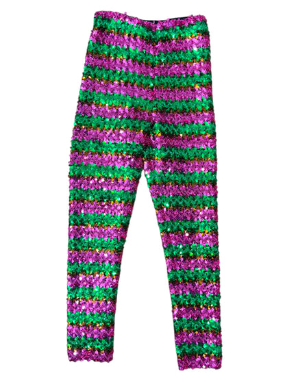 Gucci pantaloni donna S a righe paillettes rosa/verde - Made in Italy
