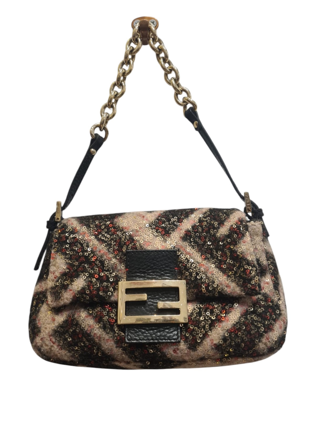 Fendi baguette vintage in lana e paillettes