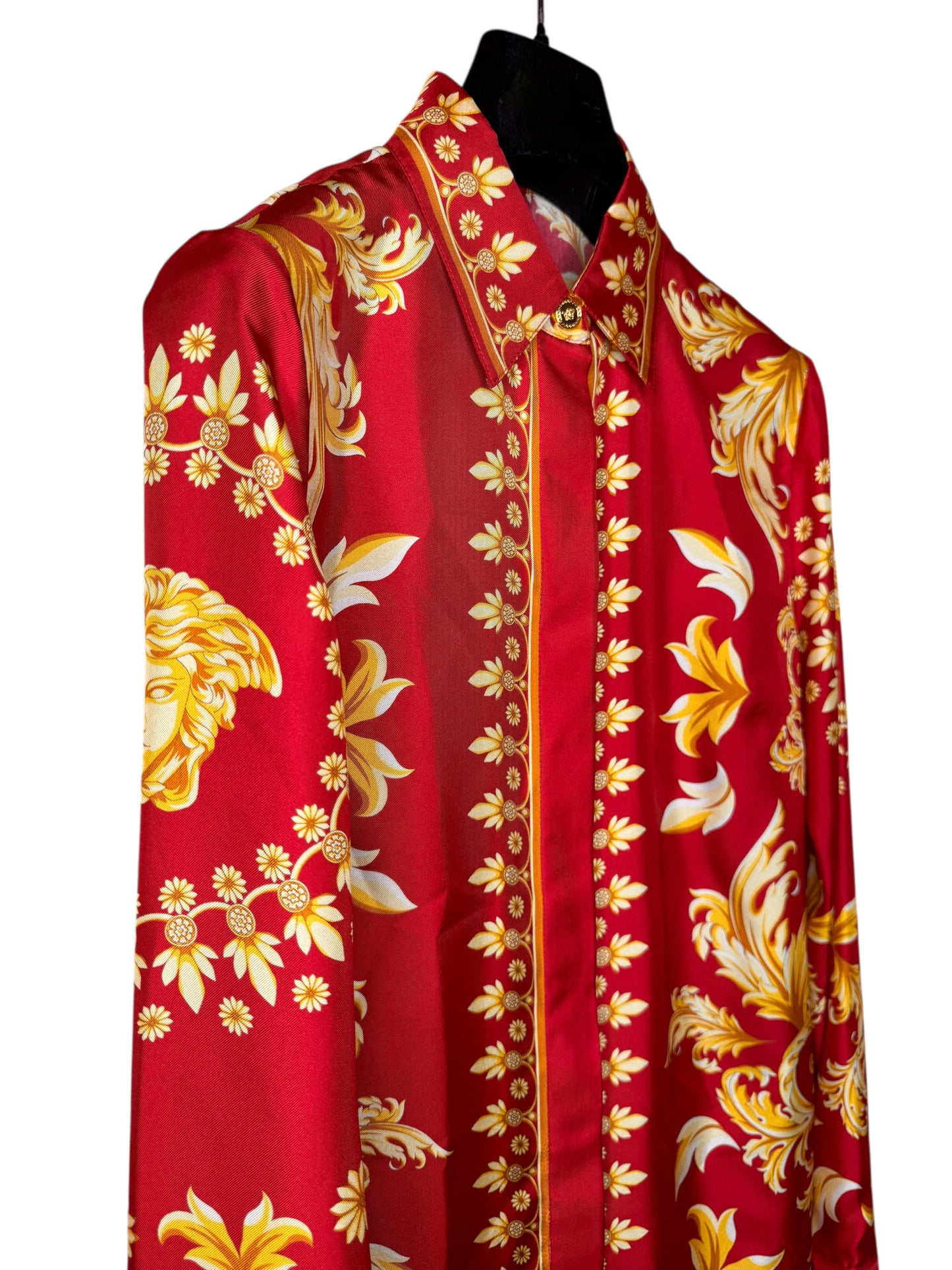 Camicia Versace seta rossa stampa Medusa barocco tg 36 - Difetto — foto 2