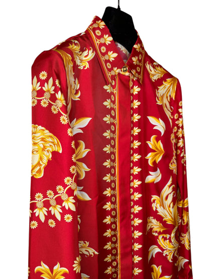 Camicia Versace seta rossa stampa Medusa barocco tg 36 - Difetto — foto 2