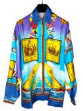 Camicia vintage donna Versace Sport in seta stampa nautica - Tg. 38