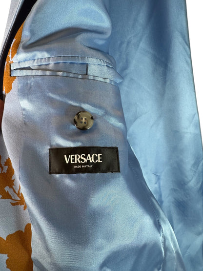 Giacca Versace azzurra con stampa floreale – Taglia 48 (M)