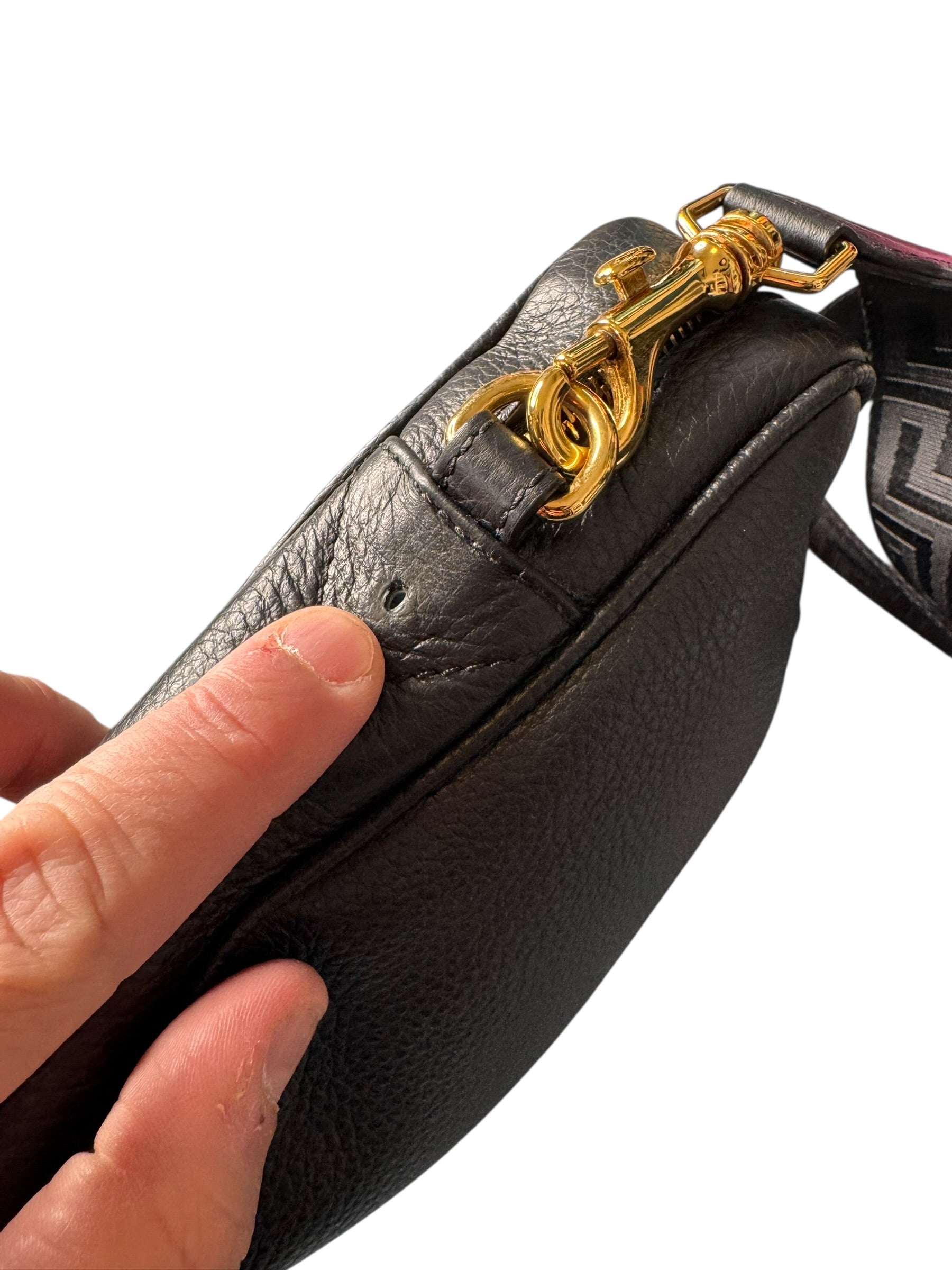 Borsa tracolla Versace pelle nera Medusa oro Greca — foto 11