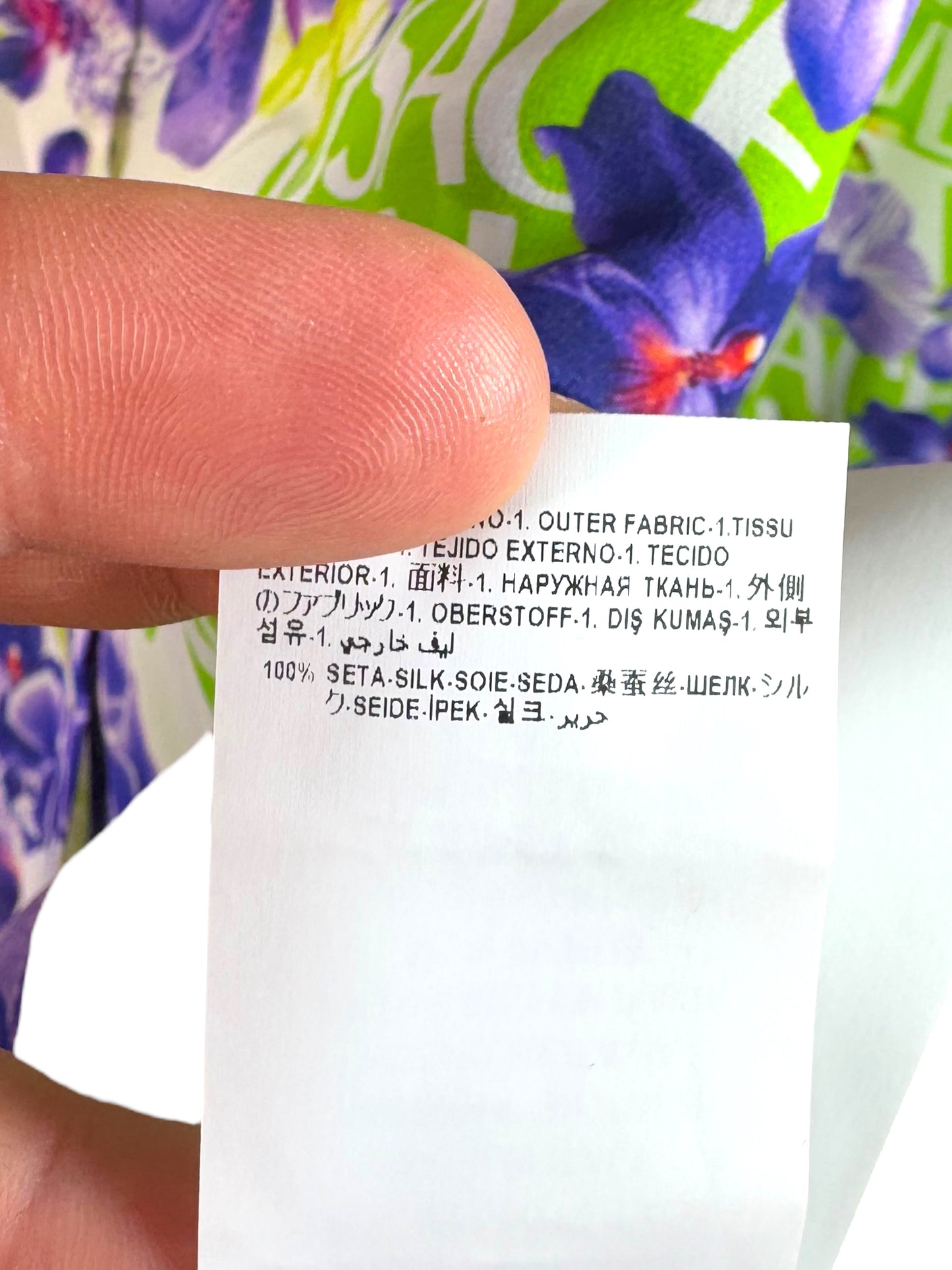 Camicia donna Versace 100% seta stampa orchidee logo – Tg. 46