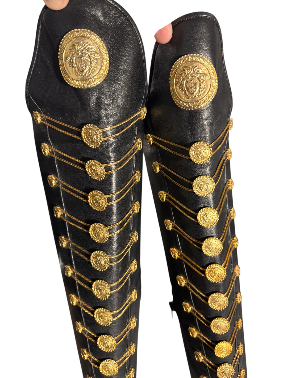 Stivali Gianni Versace Couture FW 1993 Medusa Leather Boots 38.5 Vintage — foto 4