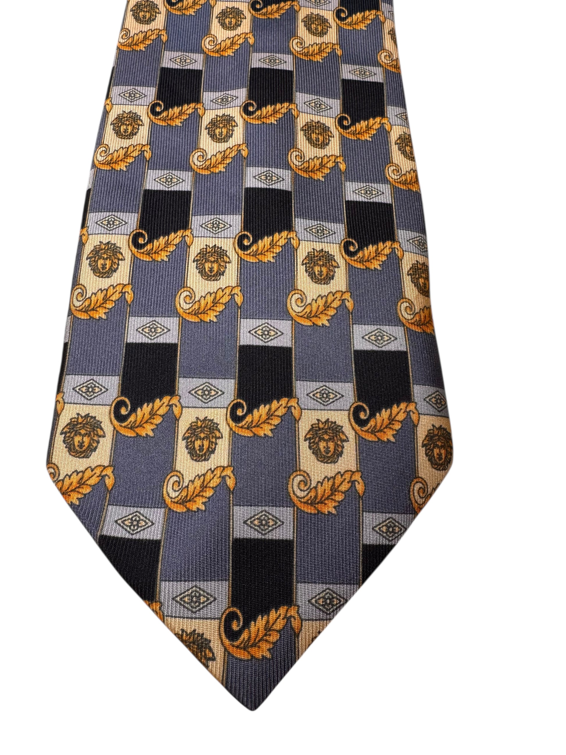 Cravatta Gianni Versace vintage in seta fantasia geometrica Medusa — foto 3