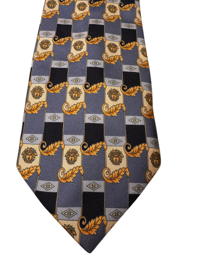 Cravatta Gianni Versace vintage in seta fantasia geometrica Medusa — foto 3