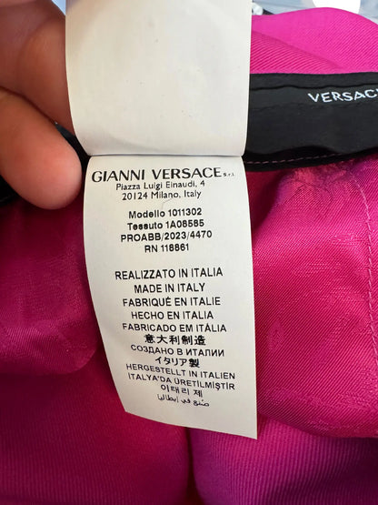 Versace pantaloni flare rosa Medusa lana vergine Made in Italy - taglia 40
