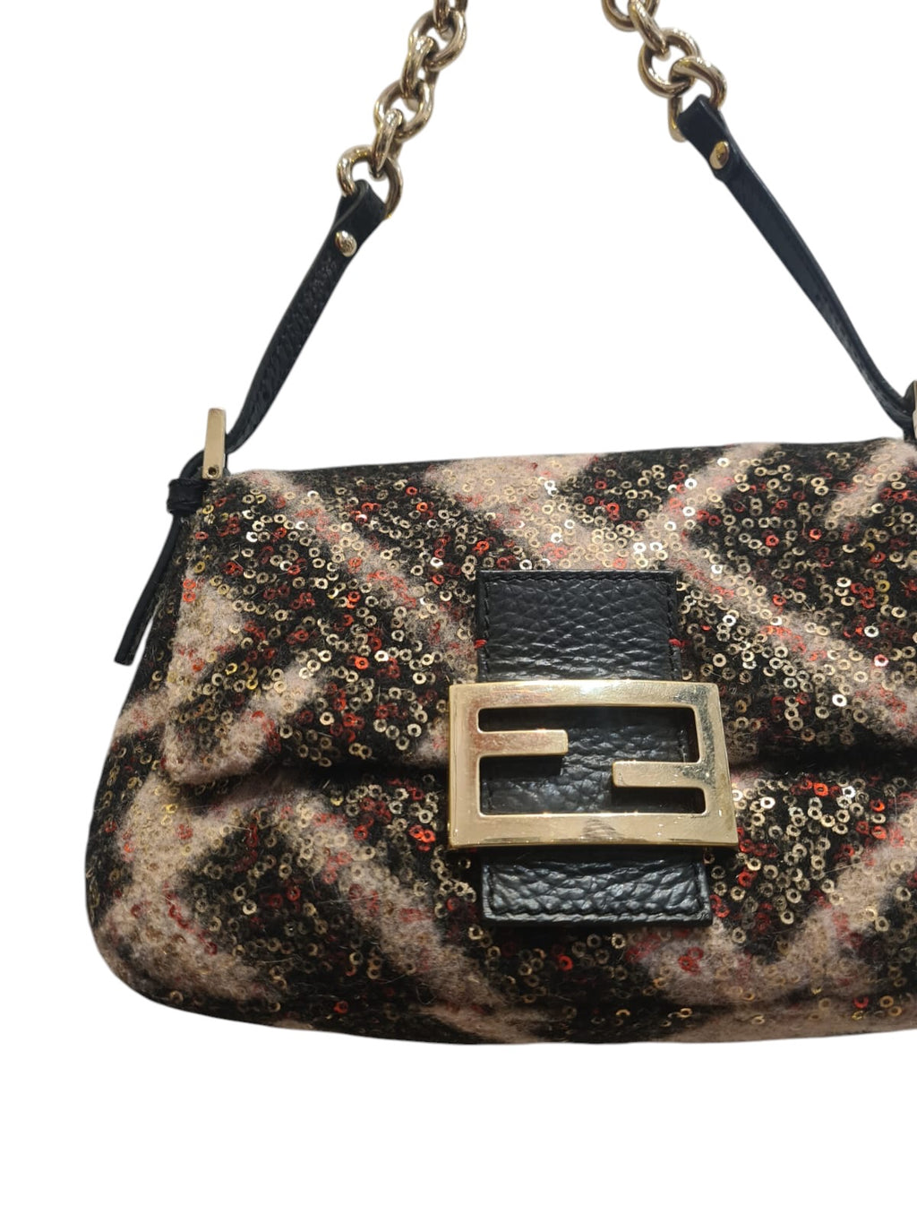 Fendi baguette vintage in lana e paillettes
