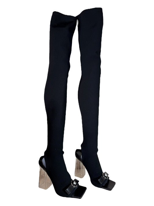 Stivali Versace Donna Tg. 36 – Overknee Neri con Tacco Plexi e Dettaglio Medusa