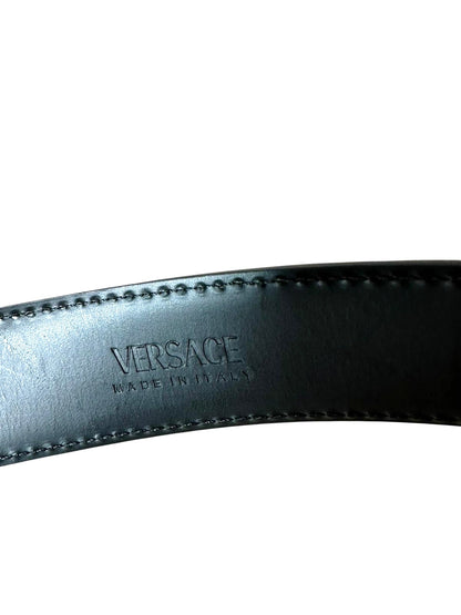 Versace - Cintura in pelle con fibbia Medusa dorata