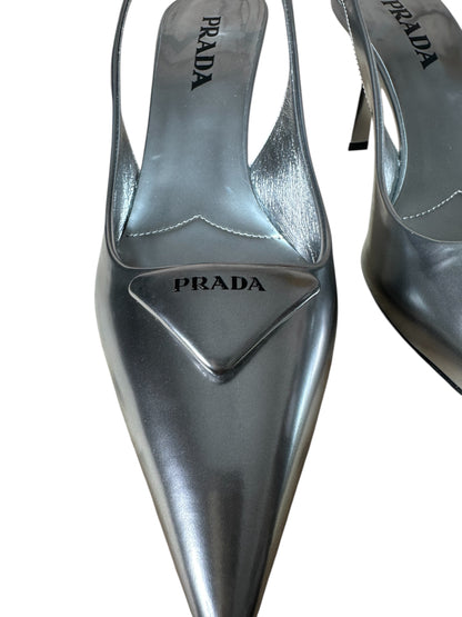 Prada decolletè in pelle argento (39)