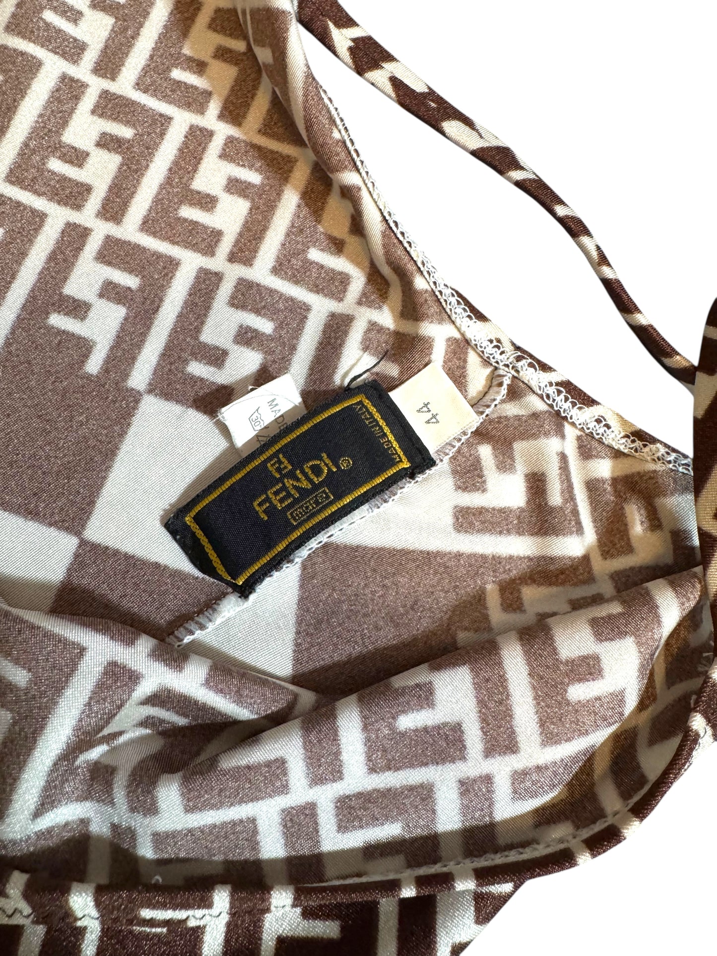Vestito Mini Vintage Fendi – Monogramma FF e Stampa Ottica – Taglia IT 44