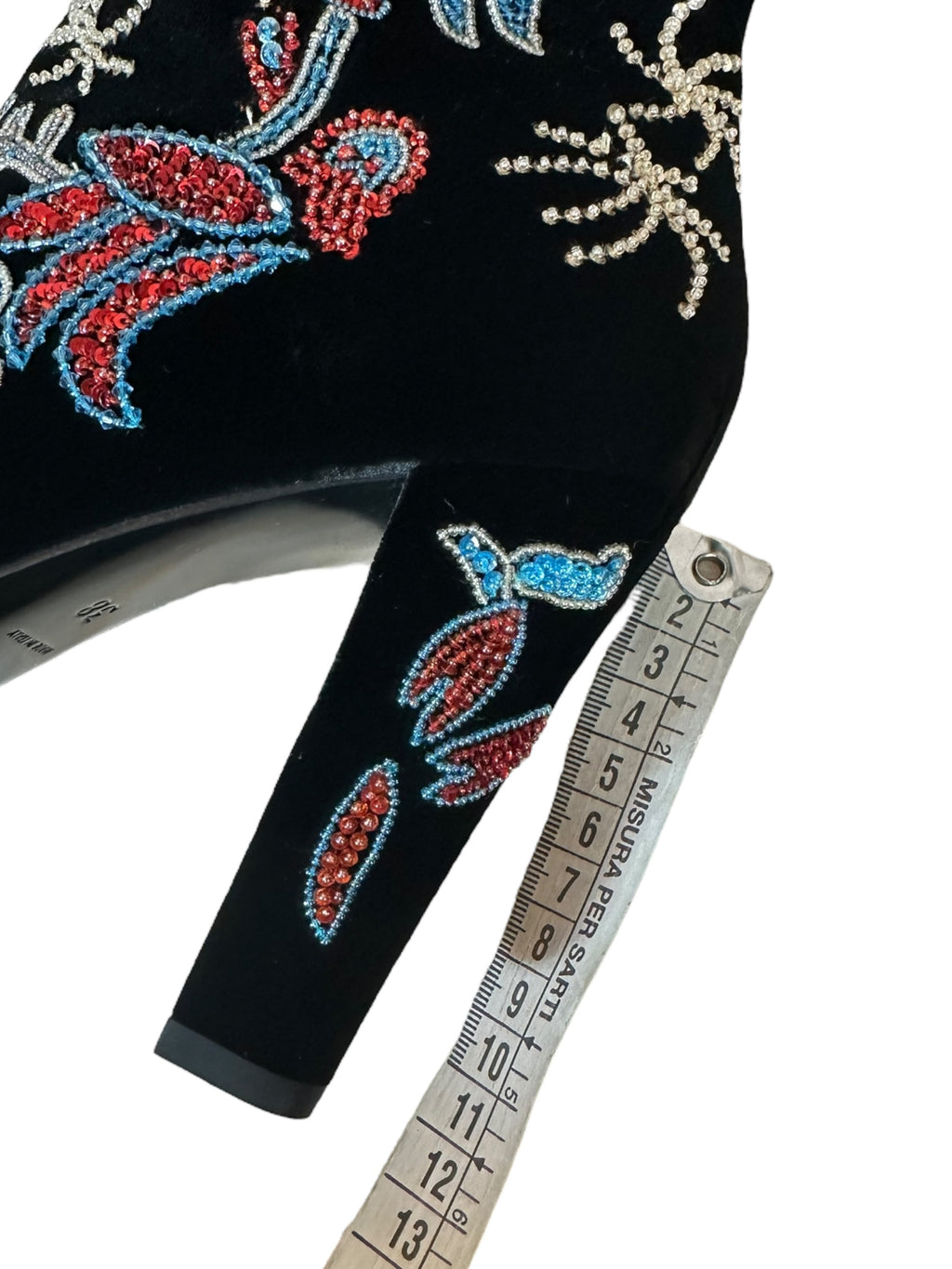 Saint Laurent Paris stivali ricamati con paillettes e perline nere — foto 14