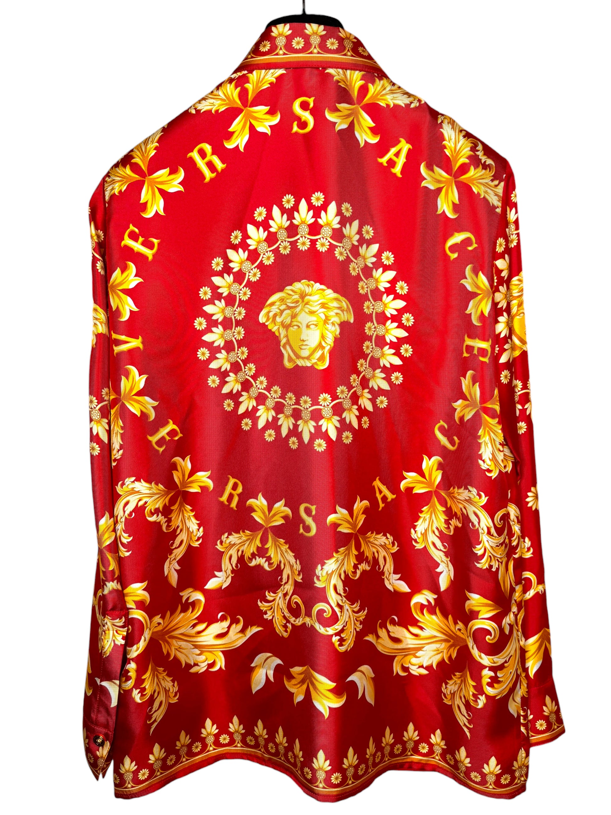 Camicia Versace seta rossa stampa Medusa barocco tg 36 - Difetto — foto 3