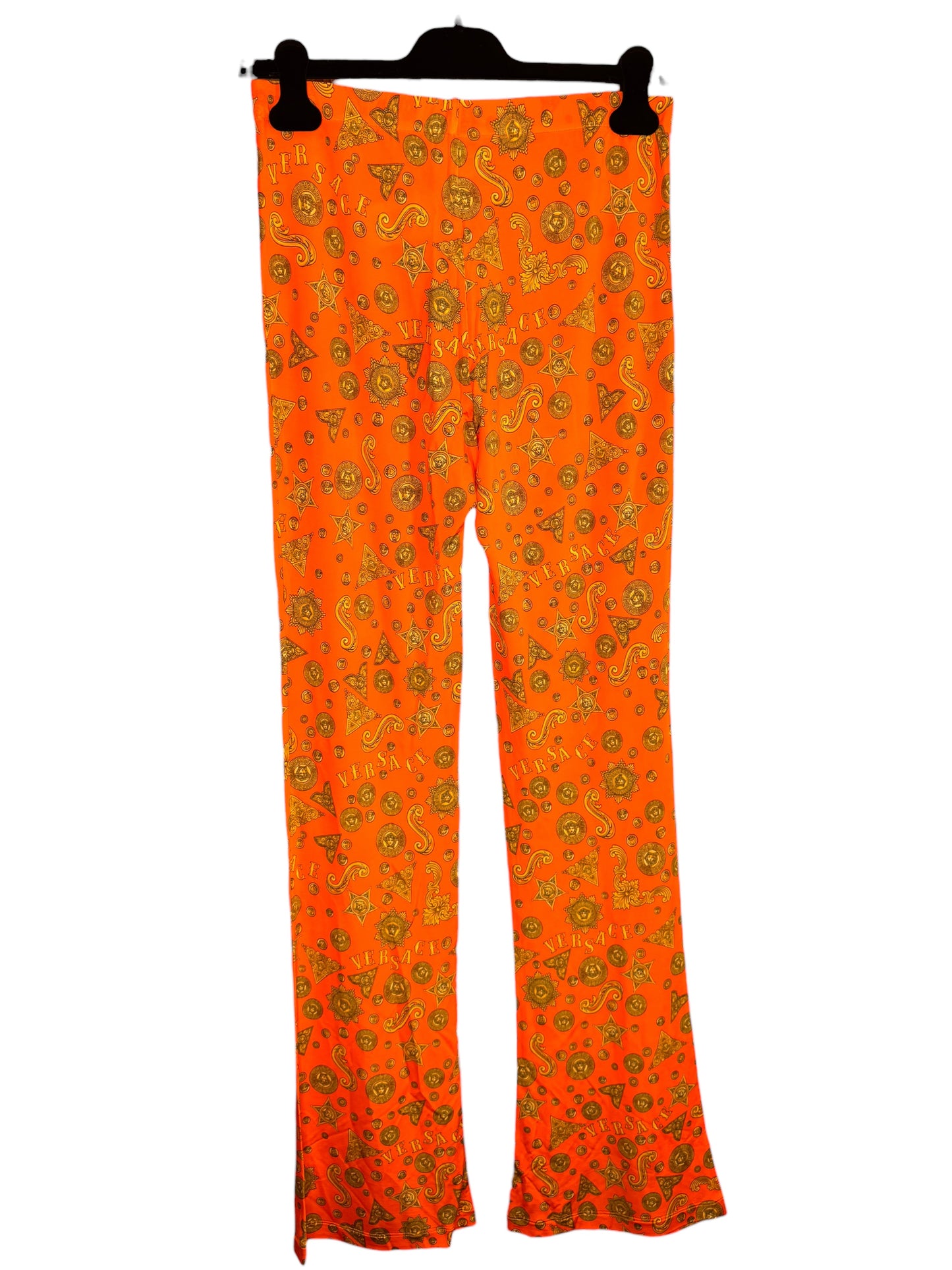 Pantaloni Versace arancioni stampa medusa monete taglia 42 nuovi — foto 5