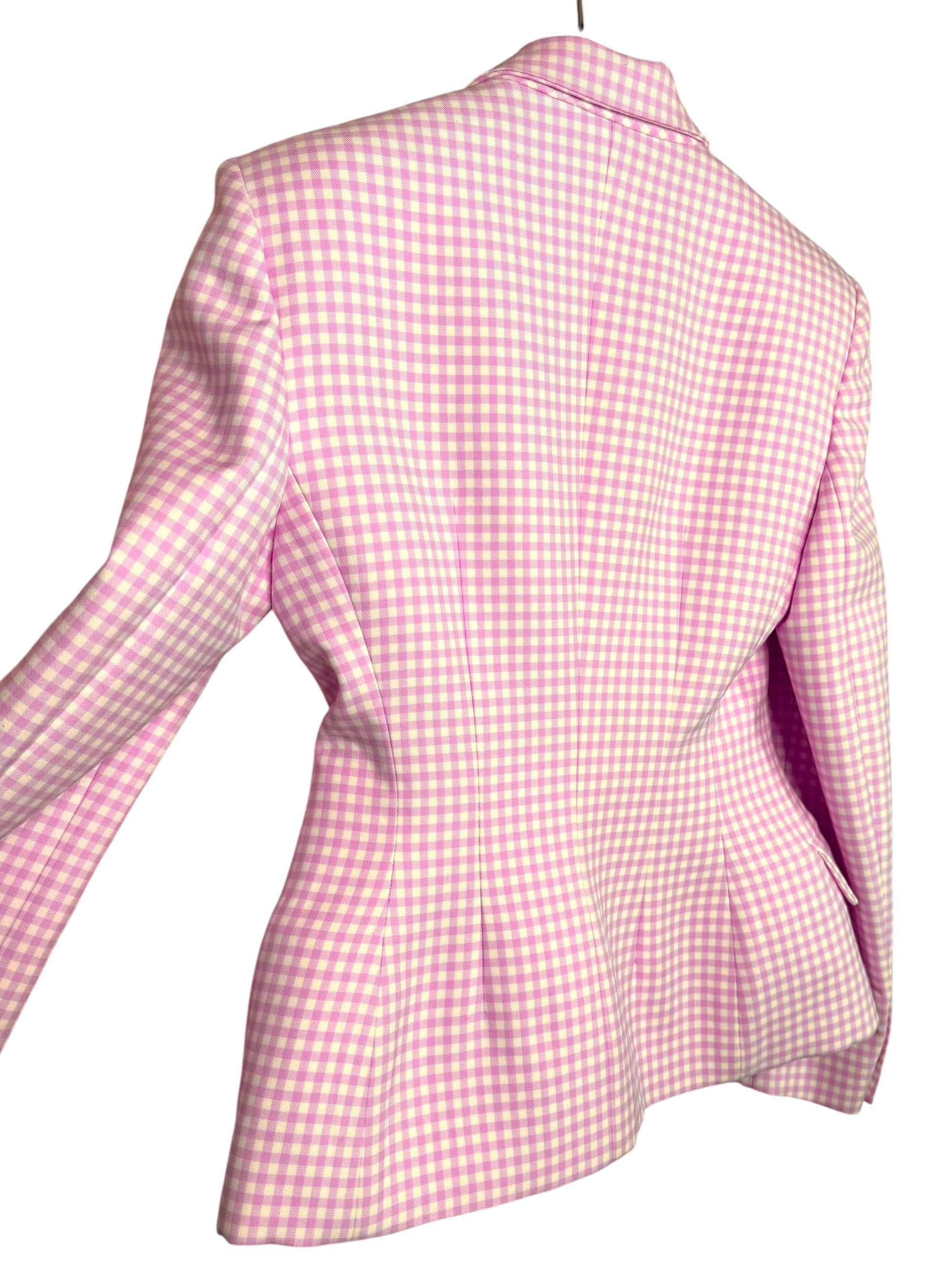 Blazer Versace donna lana vergine rosa vichy bottoni Medusa taglia 42 nuovo — foto 11