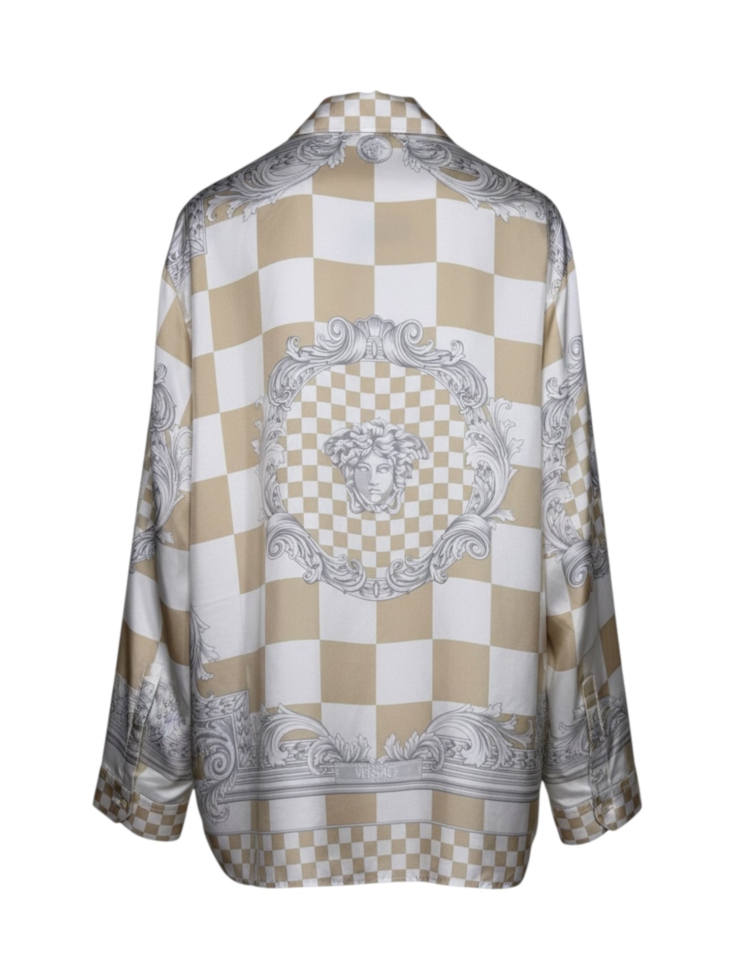 Camicia Versace in seta 100% motivo Medusa e scacchi Made in Italy (M)