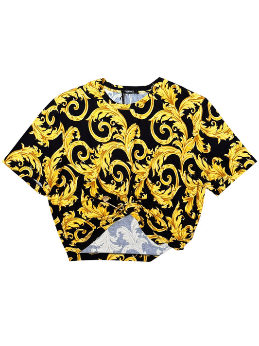 Top Versace Barocco con spilla Medusa oro taglia 48