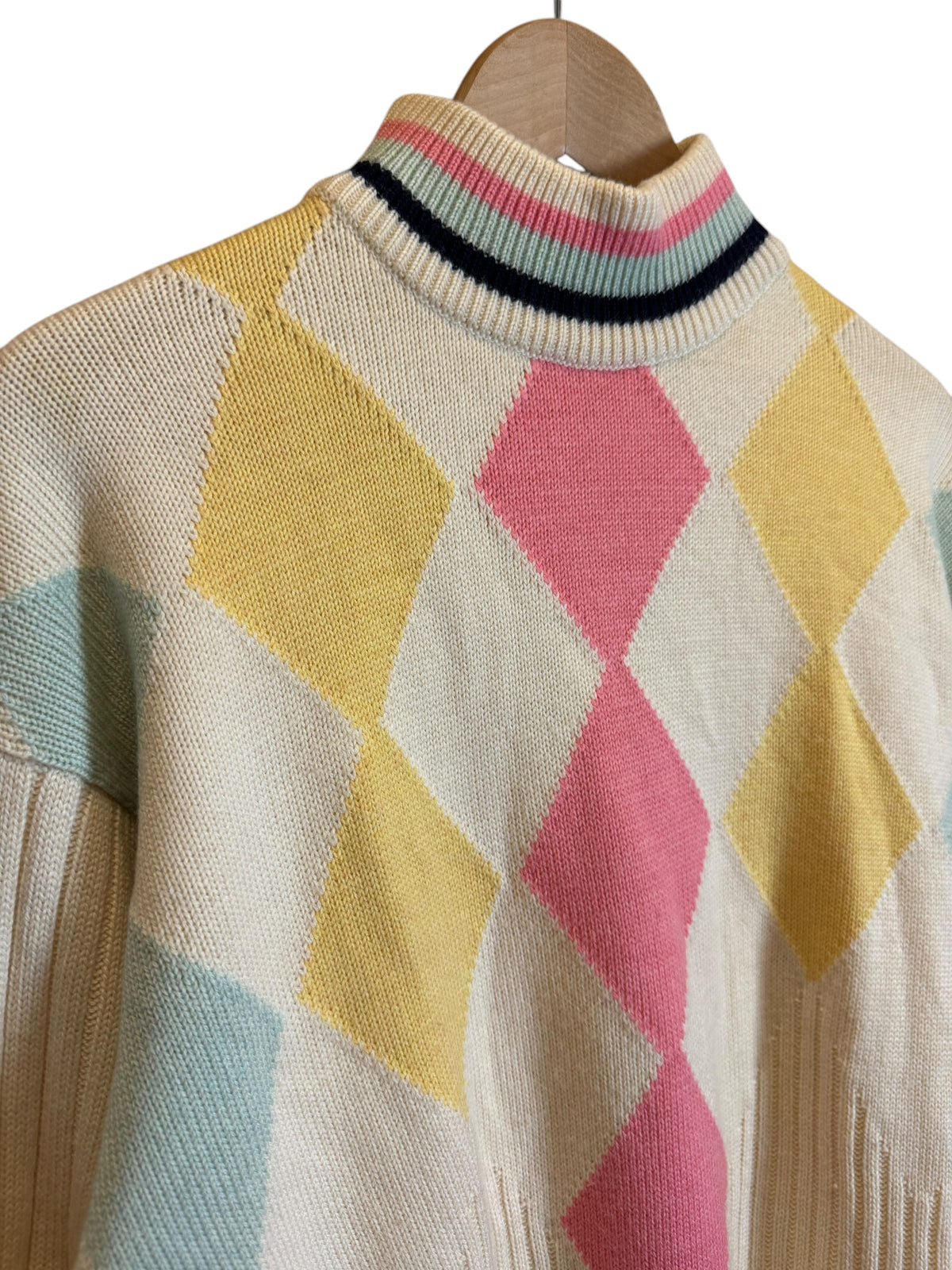 Versace Istante maglione argyle multicolor collo alto vintage taglia L — foto 5