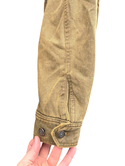 Giacca Camel Collection in cotone imbottita con colletto in pelle vintage