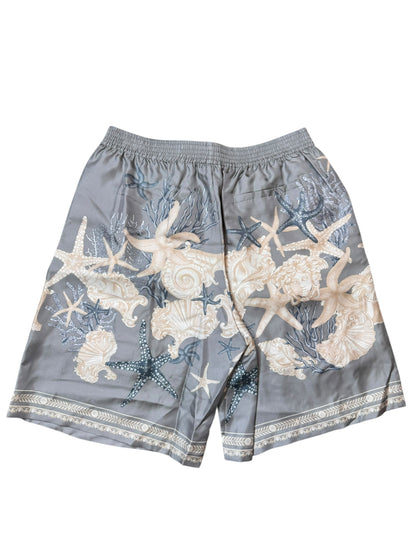 Shorts Versace in seta stampata, nuovi con cartellino, Made in Italy (XL)