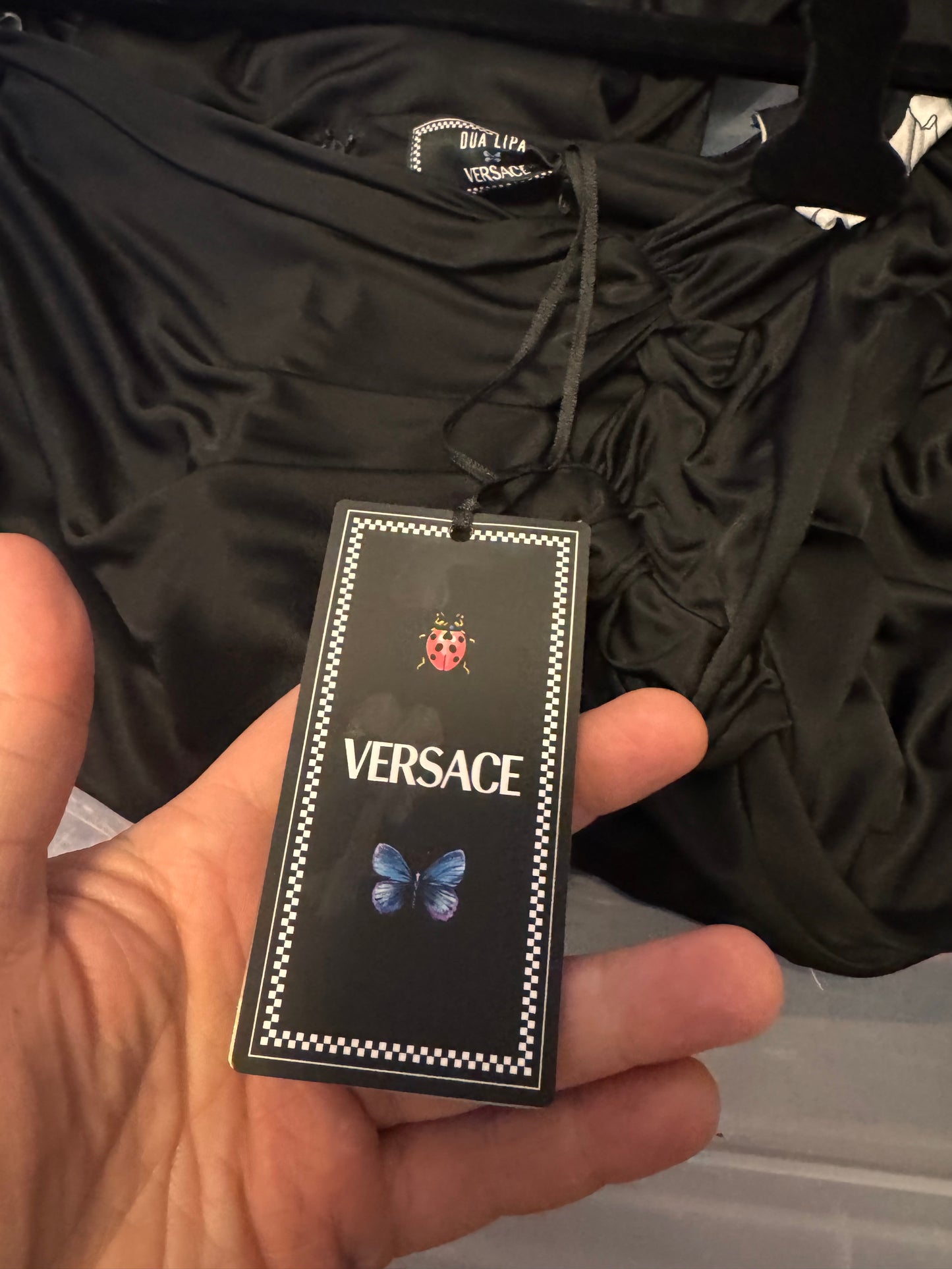 Versace x Dua Lipa pantaloni flare neri in viscosa vita drappeggiata 44 IT — foto 6