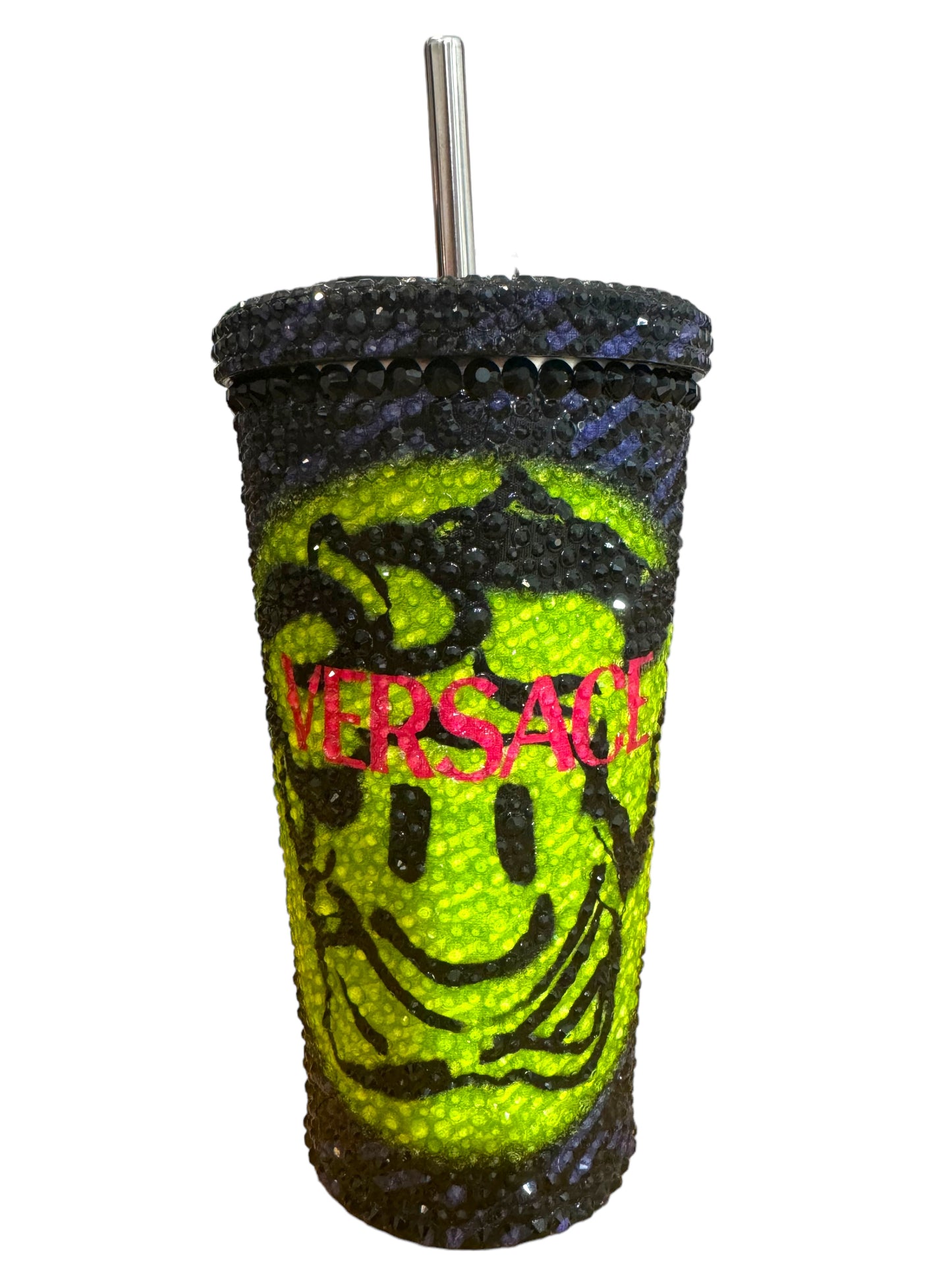 Versace thermos in metallo con cristalli
