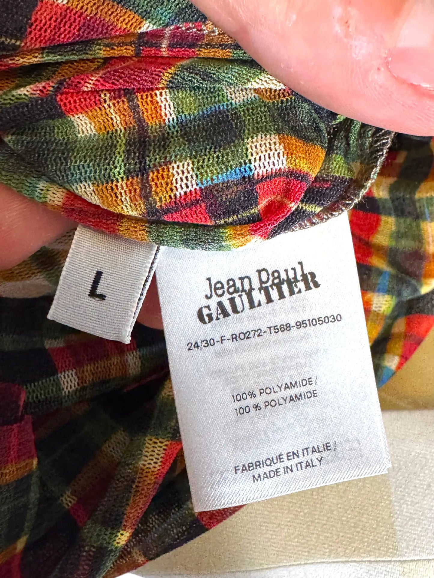 Jean Paul Gaultier abito mesh tartan trasparente Made in Italy - taglia L