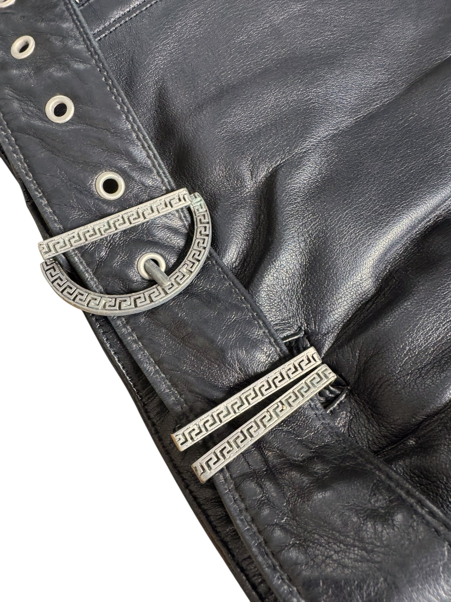 Gianni Versace SS 1994 biker jacket in pelle nera con dettagli Medusa tg 44 — foto 7