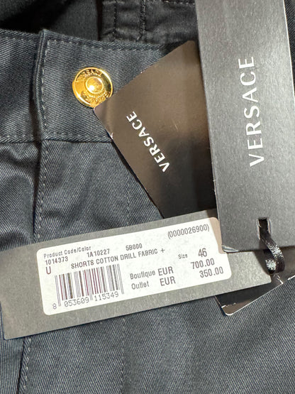 Bermuda Cargo Versace Nero con Stampa Barocco – Taglia 46 – 100% Cotone.