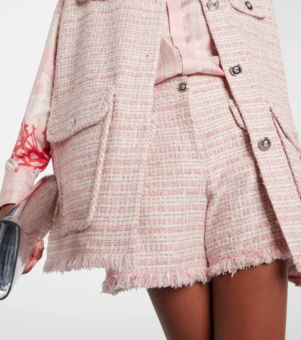 Gilet Versace tweed rosa crema con bottoni Medusa taglia 42 — foto 6