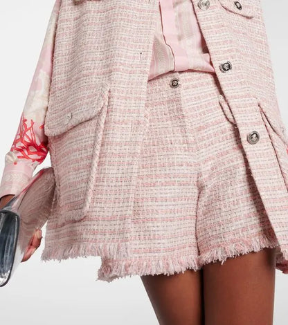Gilet Versace tweed rosa crema con bottoni Medusa taglia 42 — foto 6