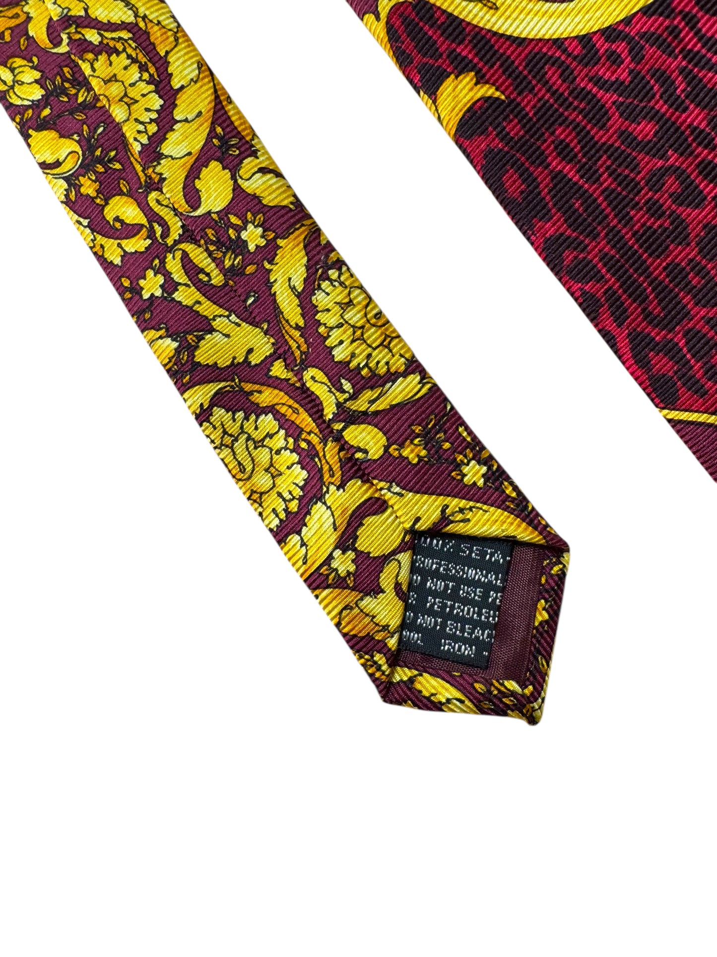 Cravatta vintage V2 by Versace barocca leopardata seta 100% Made in Italy
