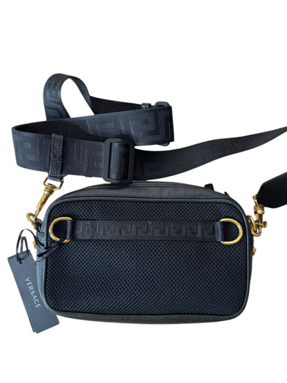 Versace Borsa a Tracolla Uomo in Pelle Nero con Medusa