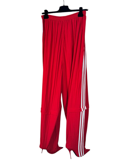 Pantaloni Balenciaga x Adidas rossi in nylon con stivale integrato – Taglia 36