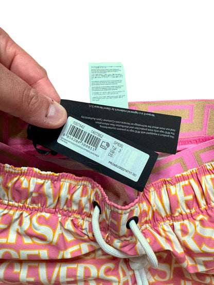 Versace Costume Uomo Logo All Over Rosa Giallo Taglia M - Made in Italy