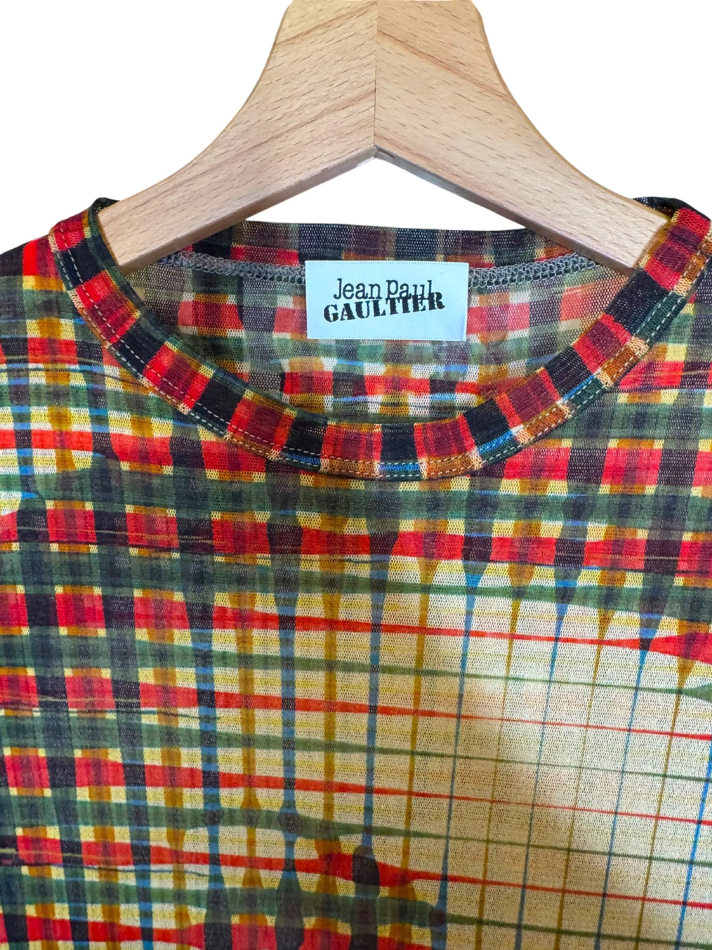 Jean Paul Gaultier abito mesh tartan trasparente Made in Italy - taglia L