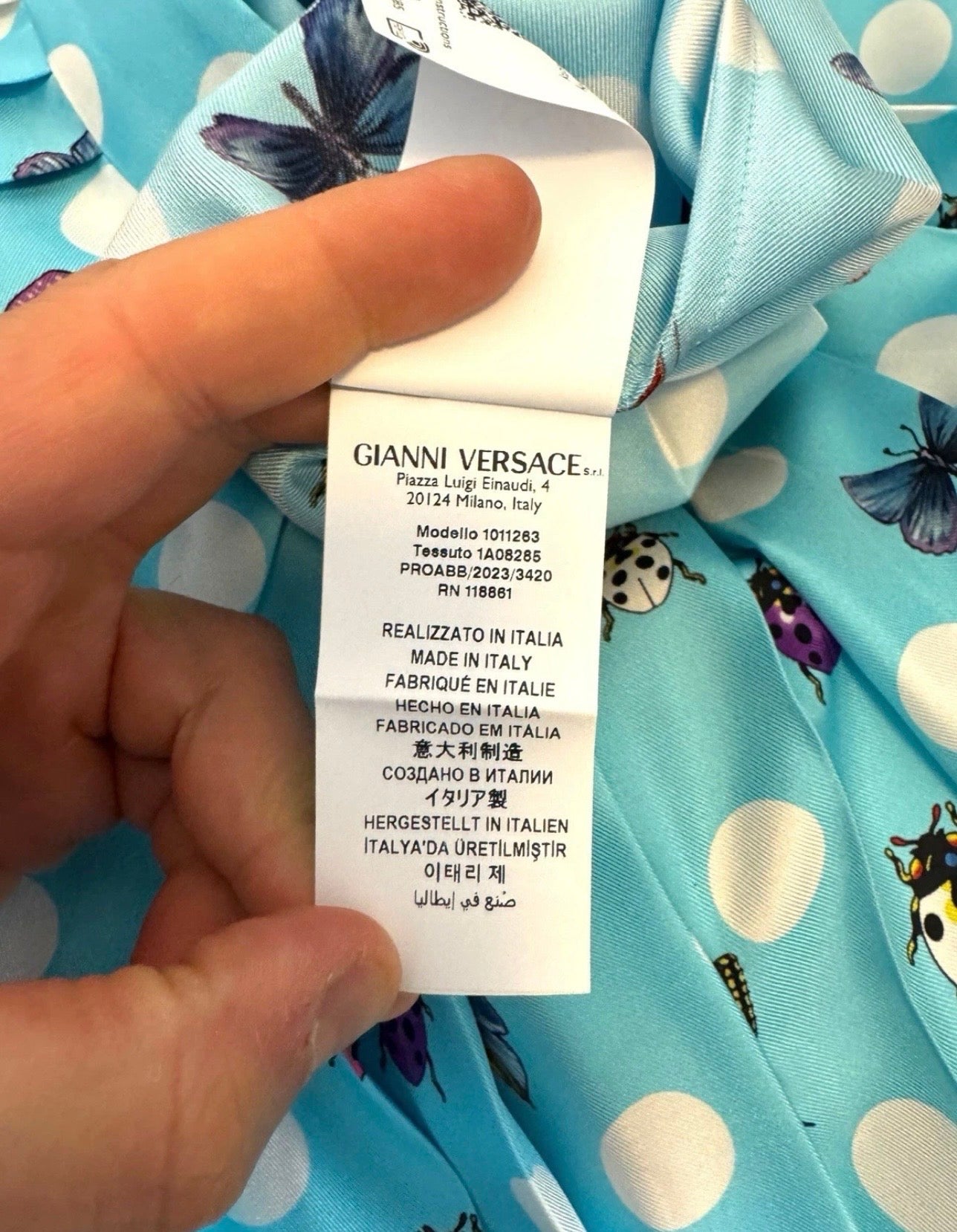 Gonna Versace in Seta con Stampa Coccinelle e Pois — foto 8