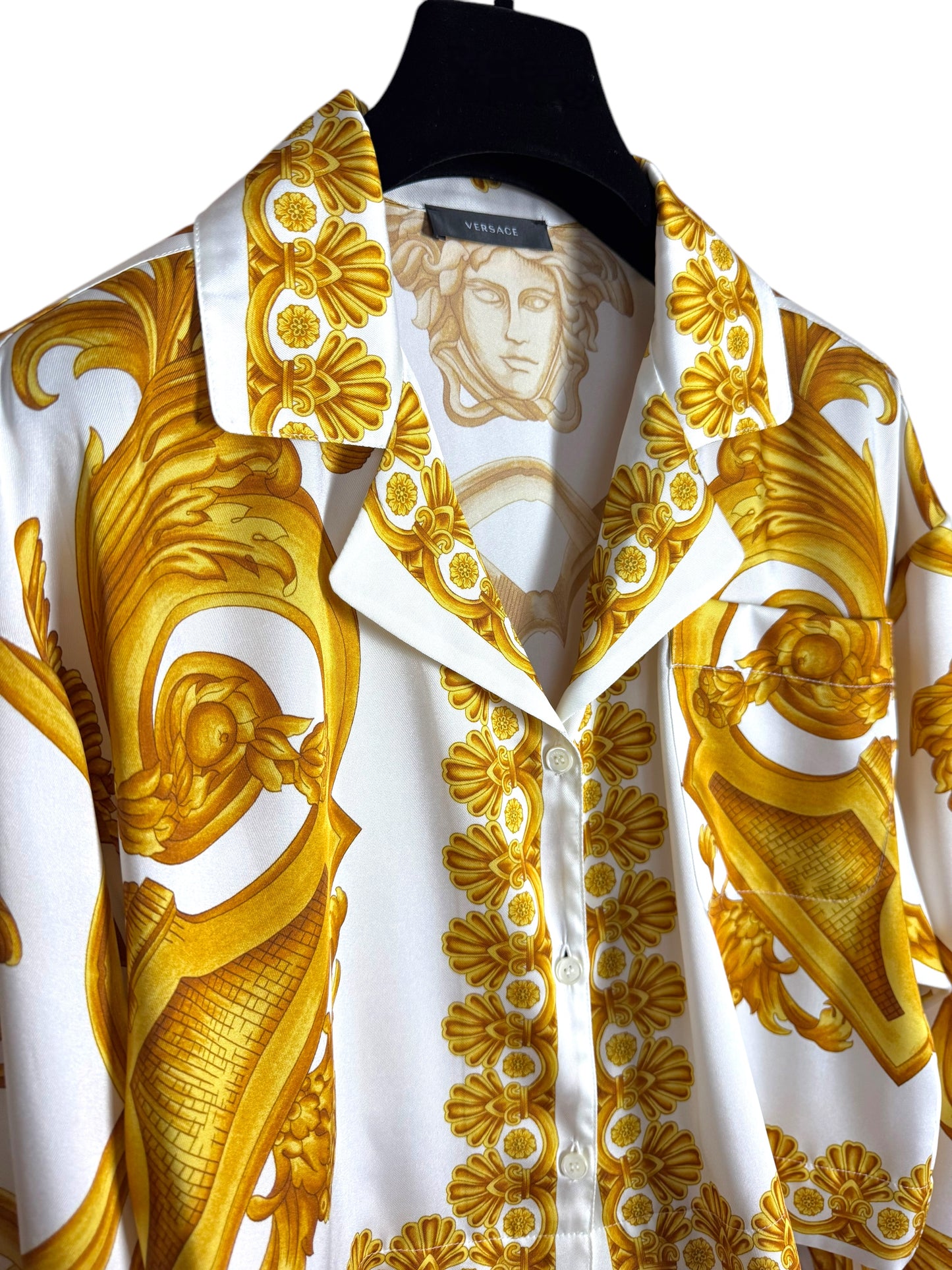 Versace Camicia Crop Donna - Heritage Barocco Oro/Bianco (it36)