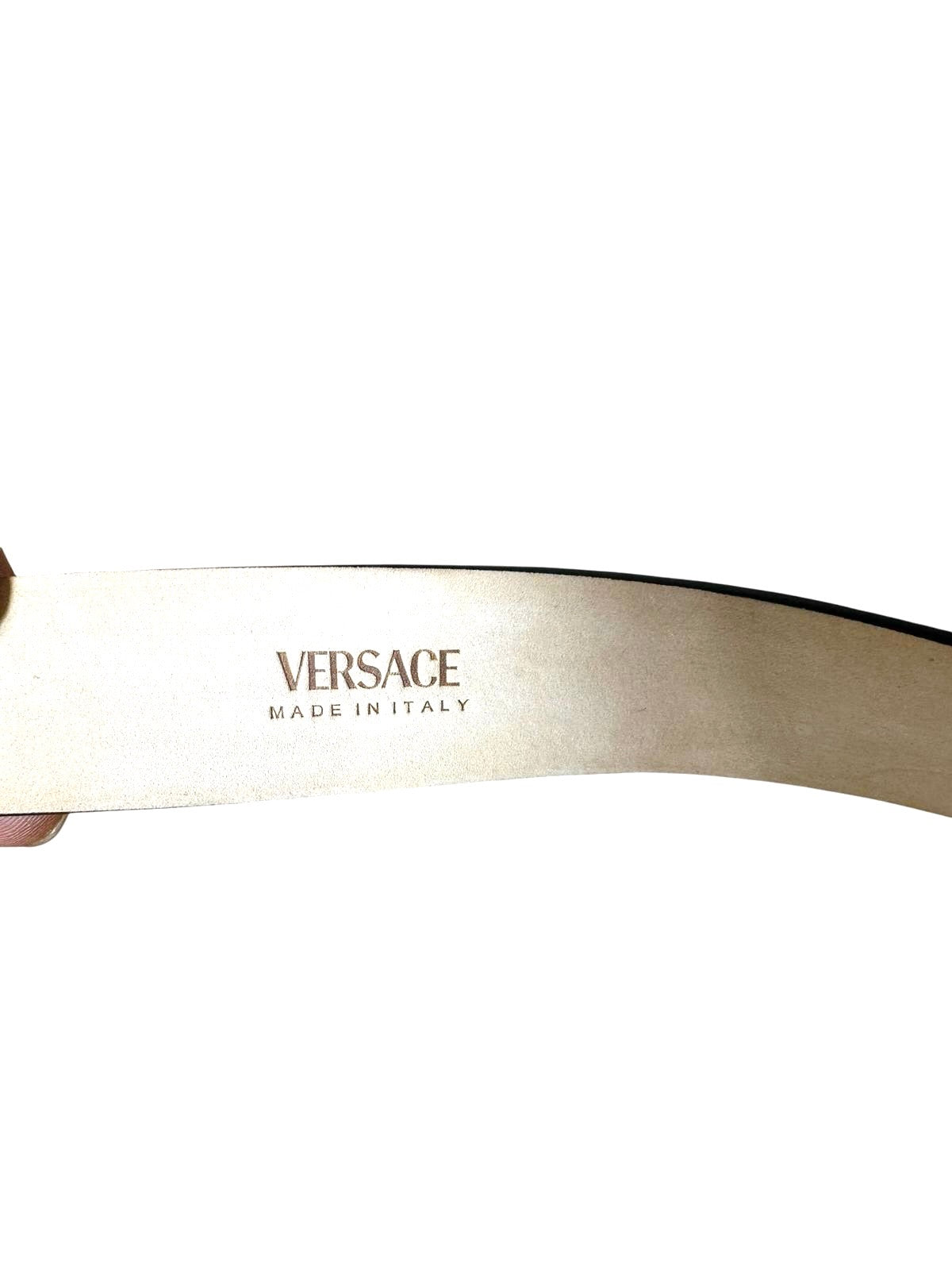 Versace - Cintura vintage in pelle stampa cocco con fibbia Medusa dorata