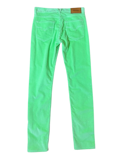 Pantaloni Versace in velluto a coste verde lime - Made in
Italy - Taglia 32